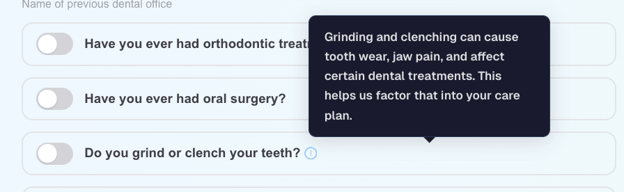 Patient Tooltips